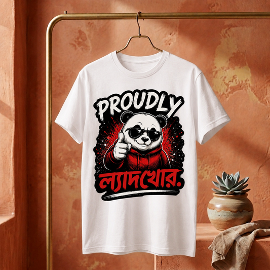 ||Unisex "PROUDLY LYADKHOR" Bengali Typography Printed T-Shirt||