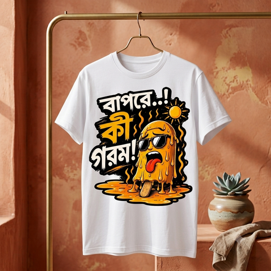 ||Unisex "BAPRE, KI GOROM!" Bengali Typography Printed T-Shirt||