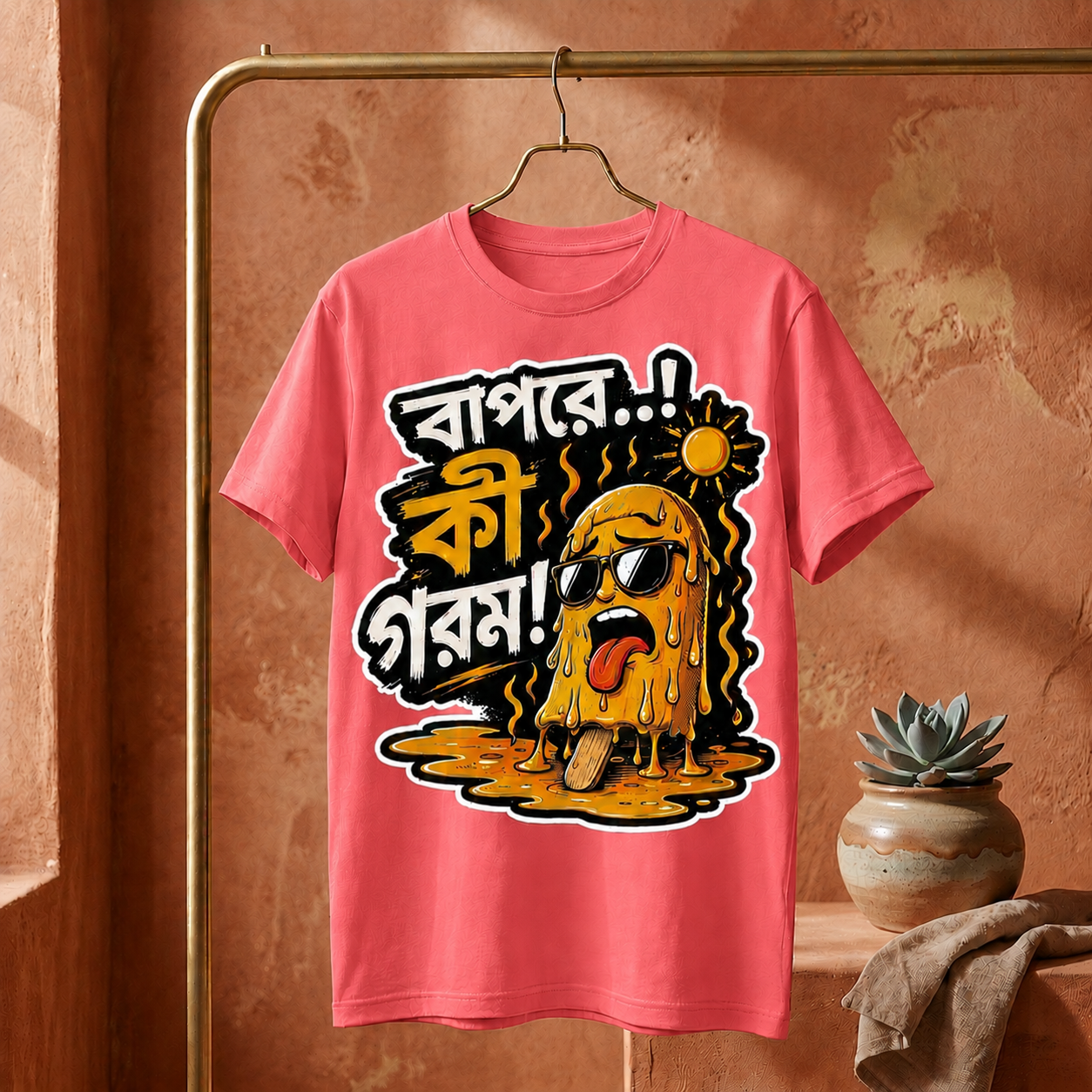 ||Unisex "BAPRE, KI GOROM!" Bengali Typography Printed T-Shirt||
