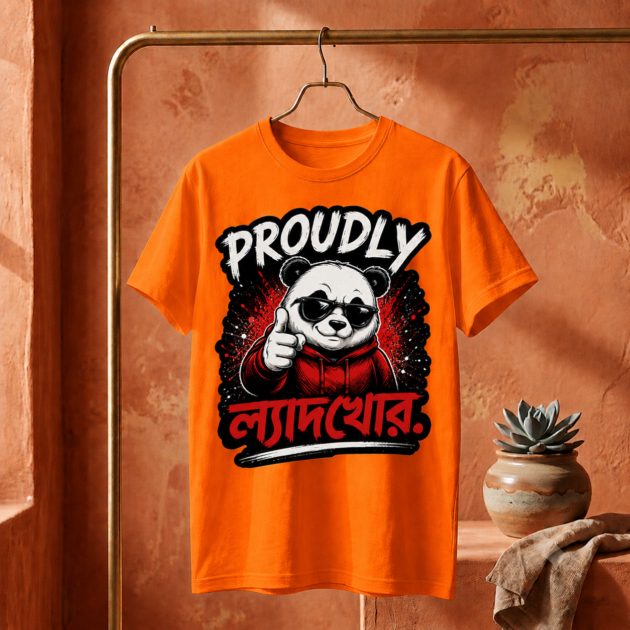 ||Unisex "PROUDLY LYADKHOR" Bengali Typography Printed T-Shirt||