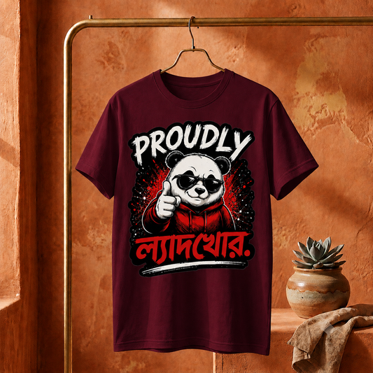 ||Unisex "PROUDLY LYADKHOR" Bengali Typography Printed T-Shirt||
