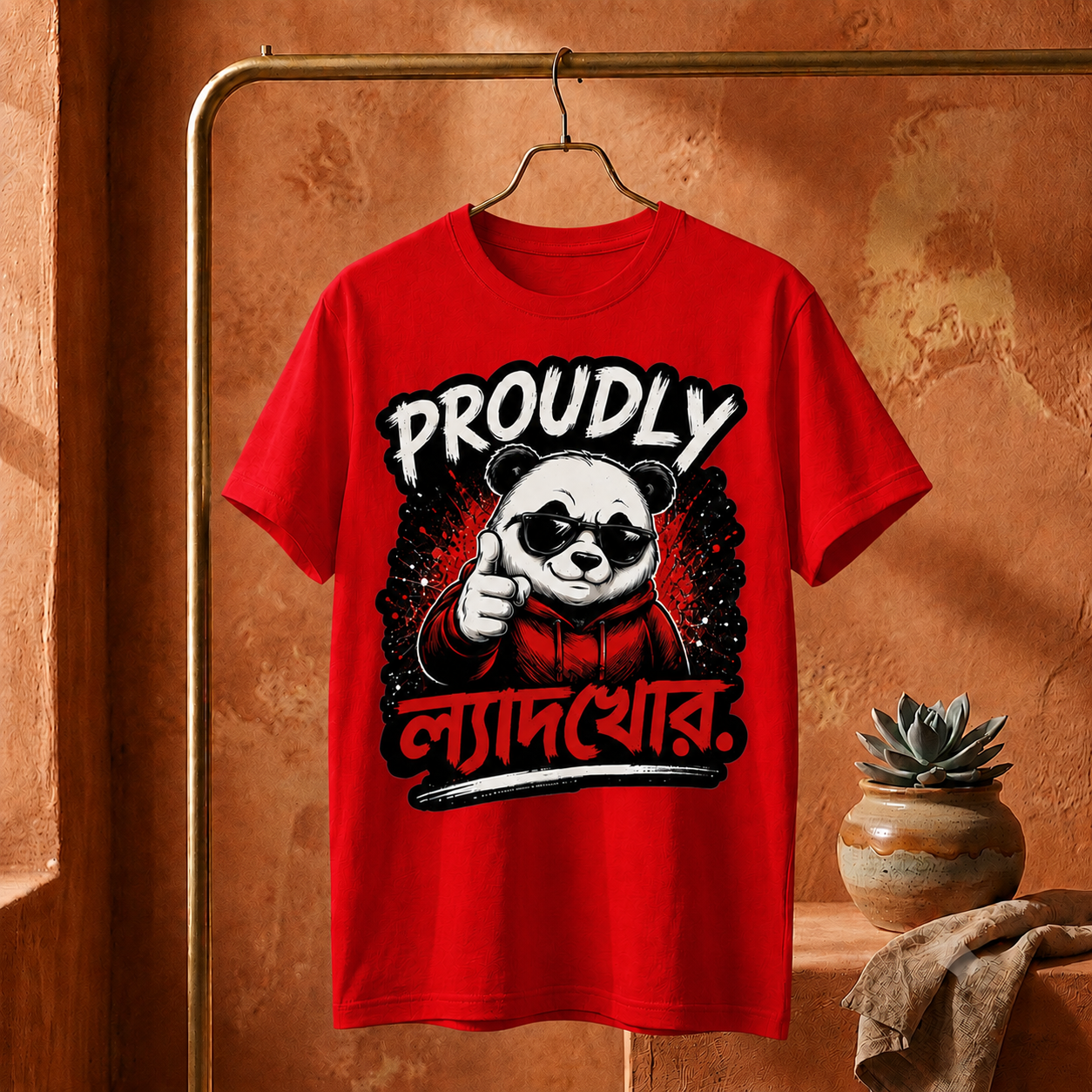 ||Unisex "PROUDLY LYADKHOR" Bengali Typography Printed T-Shirt||