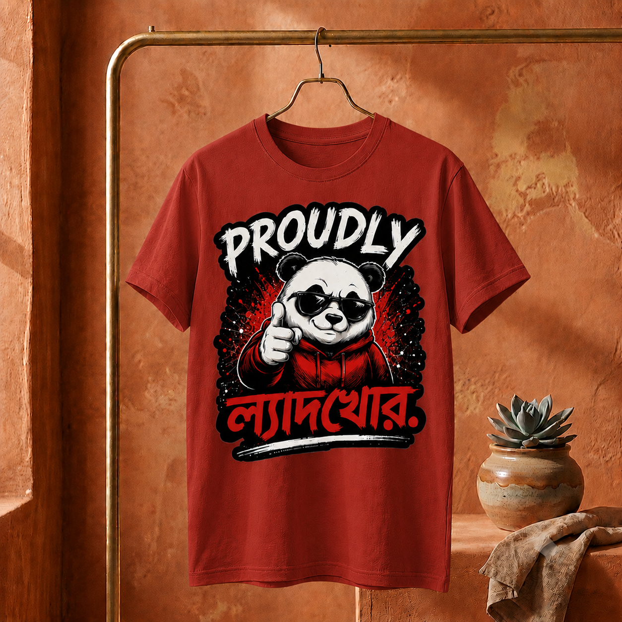 ||Unisex "PROUDLY LYADKHOR" Bengali Typography Printed T-Shirt||