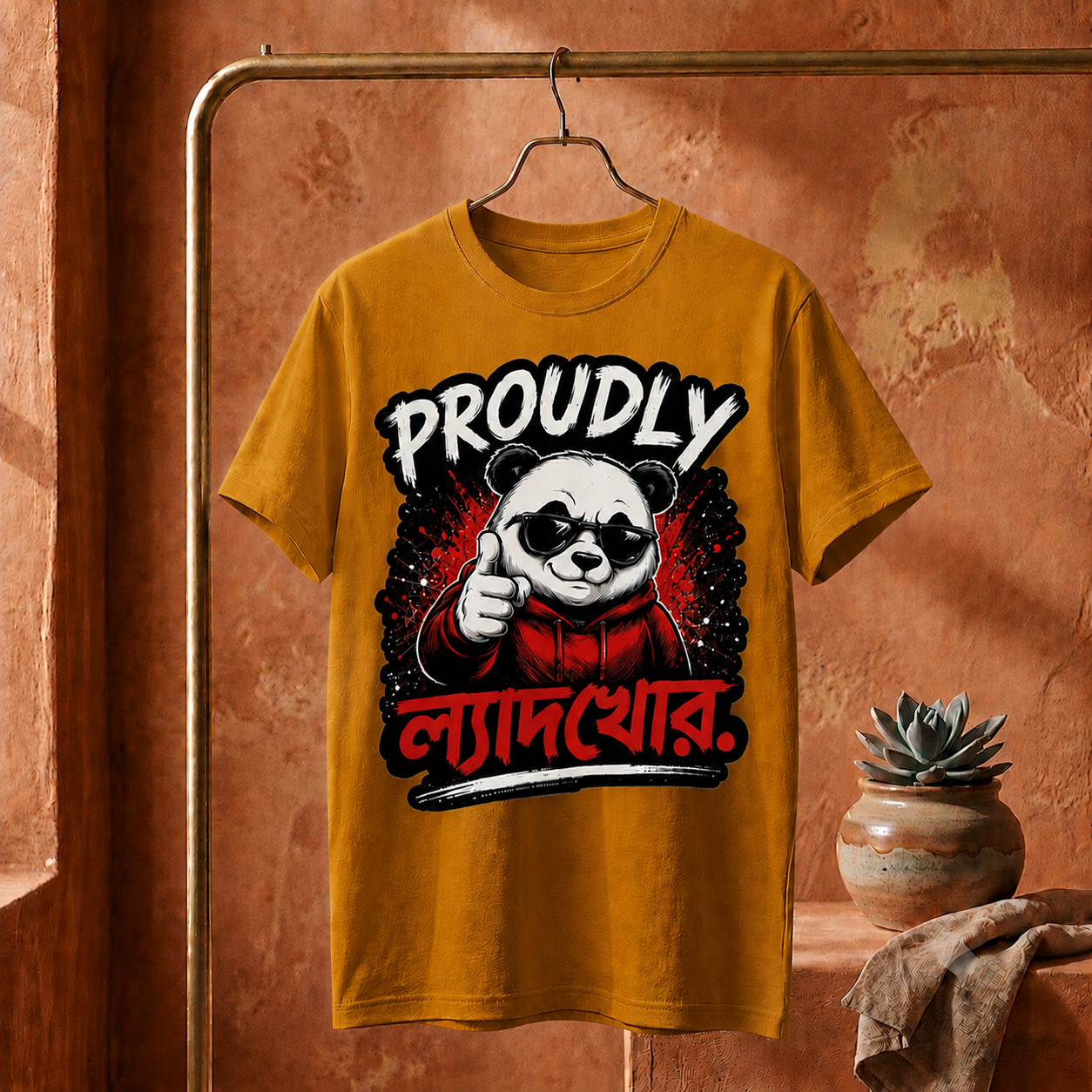 ||Unisex "PROUDLY LYADKHOR" Bengali Typography Printed T-Shirt||