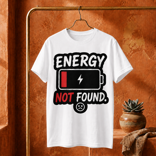 ||Unisex "ENERGY NOT FOUND" Bengali Typography Printed T-Shirt||