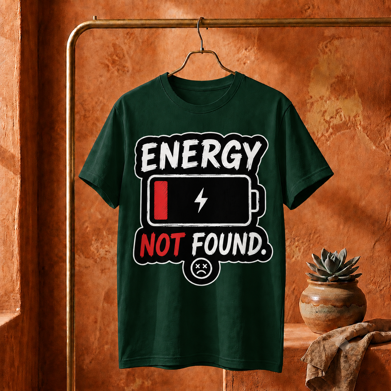||Unisex "ENERGY NOT FOUND" Bengali Typography Printed T-Shirt||