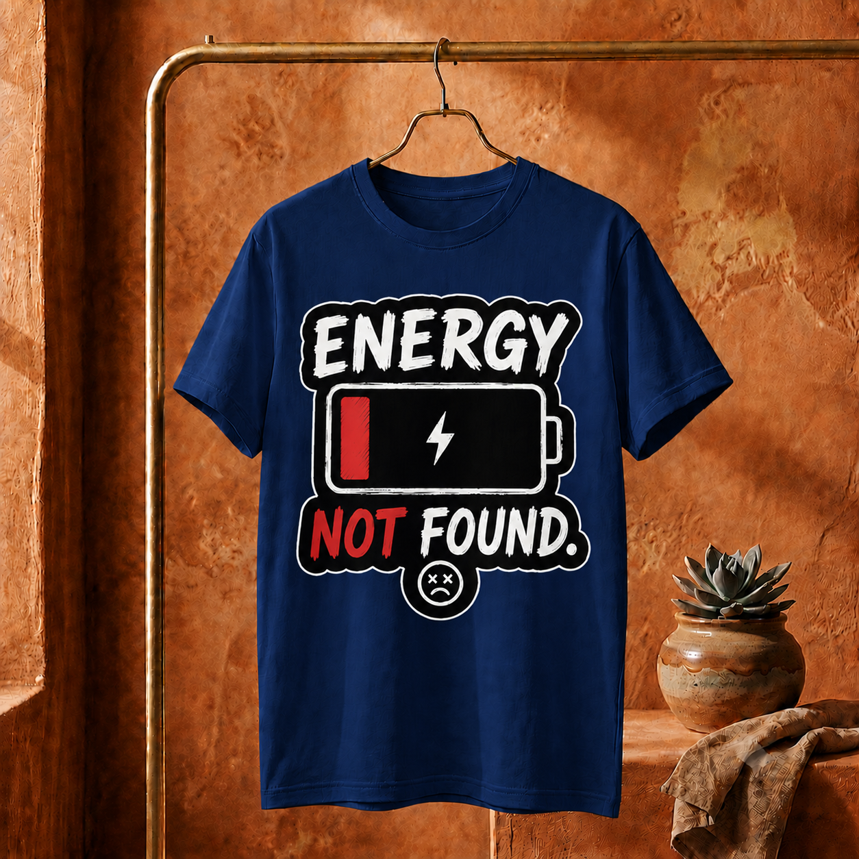 ||Unisex "ENERGY NOT FOUND" Bengali Typography Printed T-Shirt||