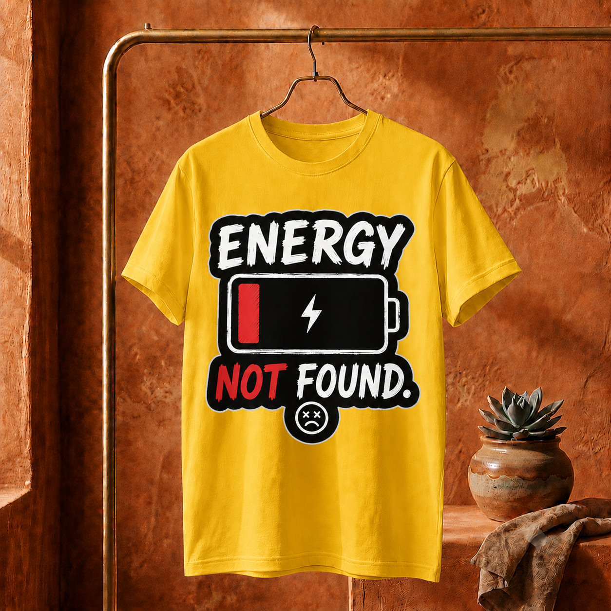 ||Unisex "ENERGY NOT FOUND" Bengali Typography Printed T-Shirt||