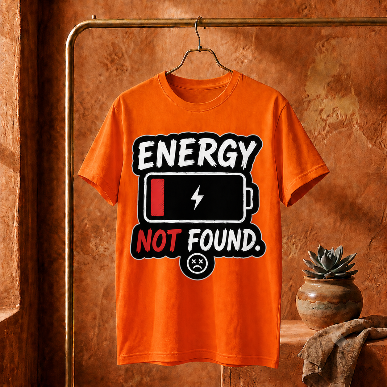 ||Unisex "ENERGY NOT FOUND" Bengali Typography Printed T-Shirt||