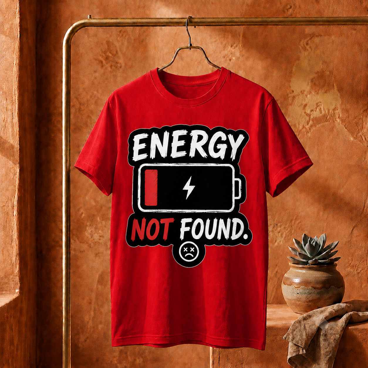 ||Unisex "ENERGY NOT FOUND" Bengali Typography Printed T-Shirt||