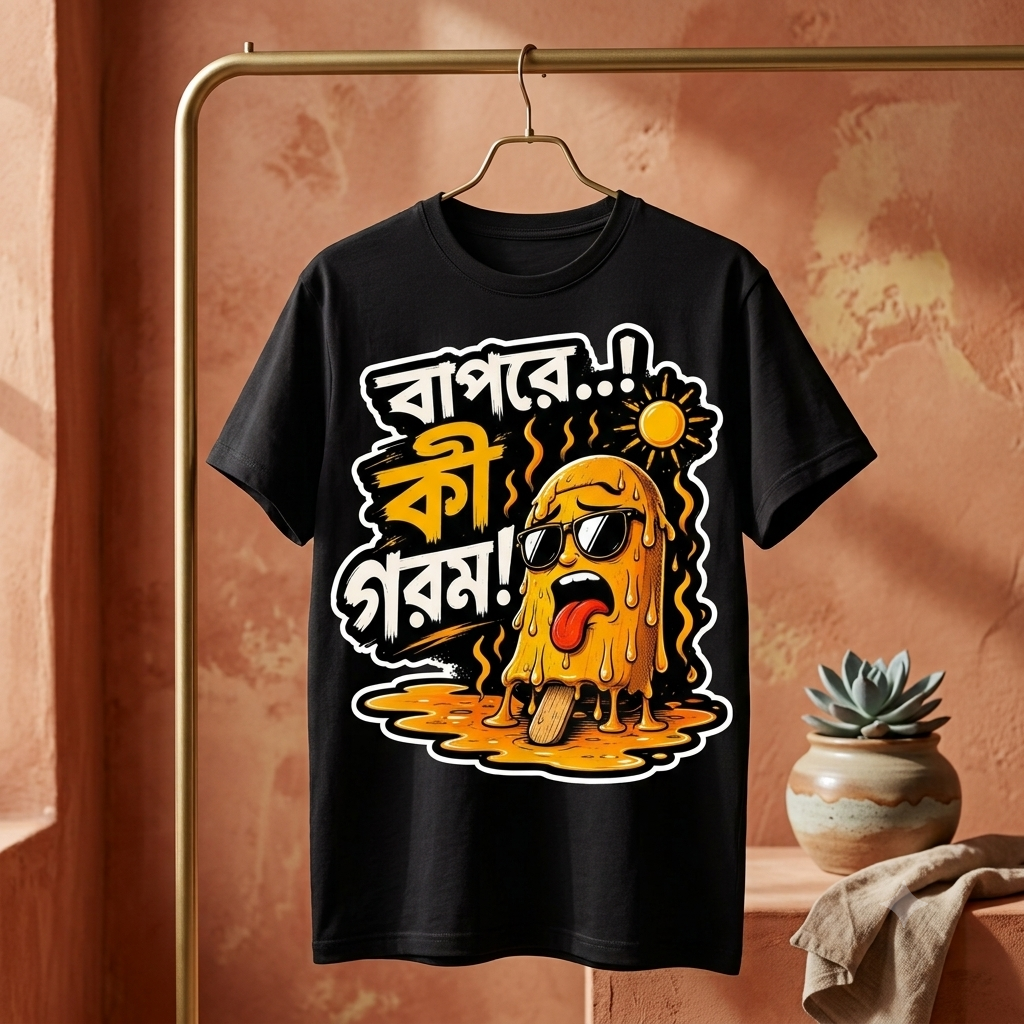 ||Unisex "BAPRE, KI GOROM!" Bengali Typography Printed T-Shirt||