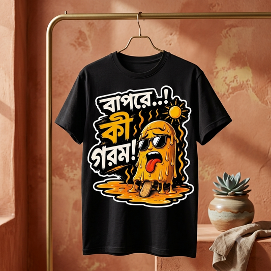 ||Unisex "BAPRE, KI GOROM!" Bengali Typography Printed T-Shirt||