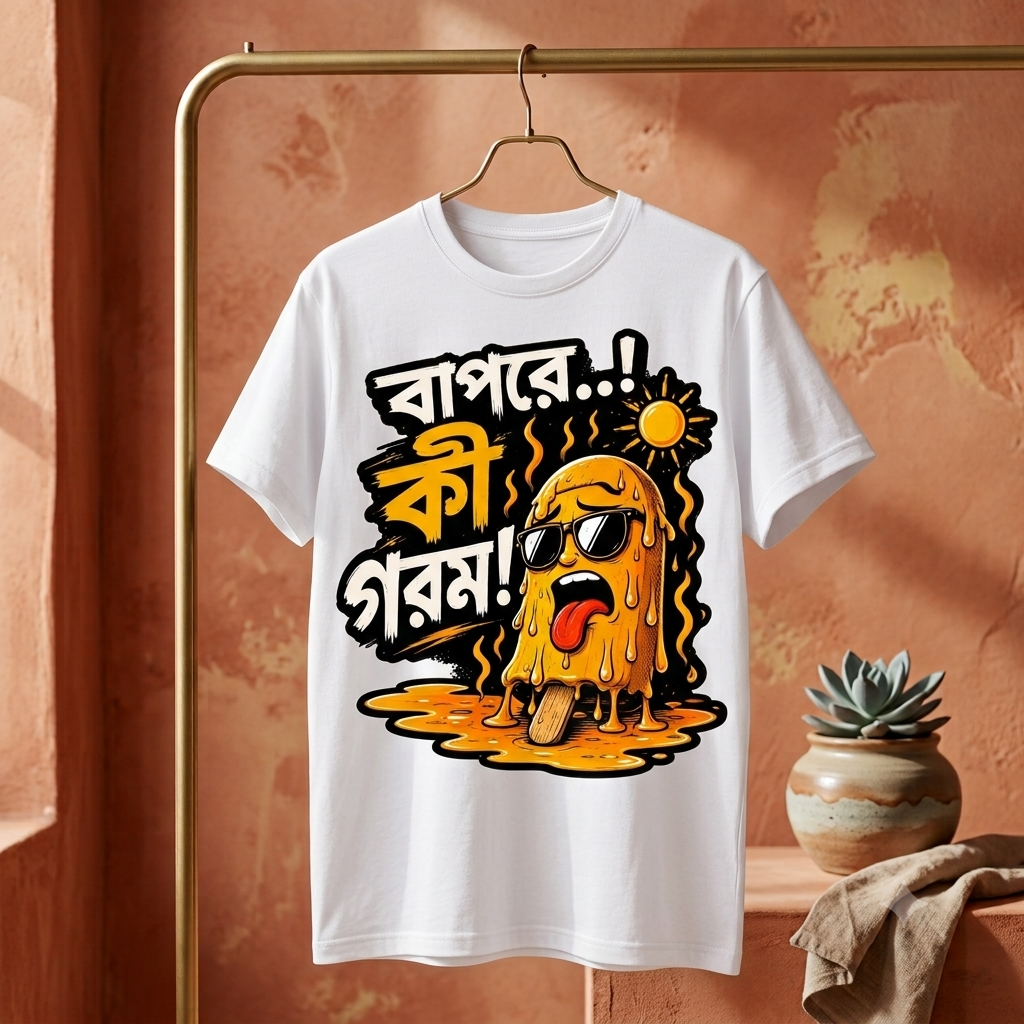 ||Unisex "BAPRE, KI GOROM!" Bengali Typography Printed T-Shirt||