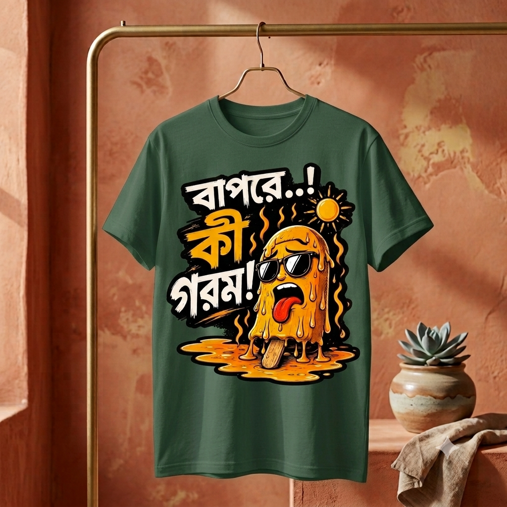 ||Unisex "BAPRE, KI GOROM!" Bengali Typography Printed T-Shirt||
