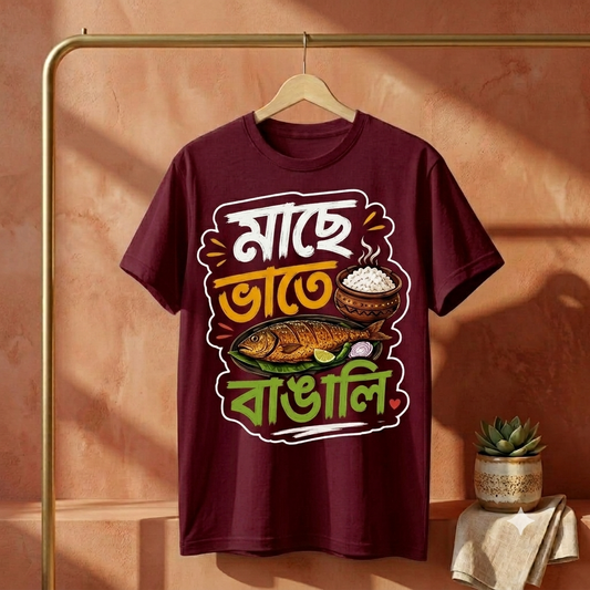 ||Unisex "Maache Bhaate Bangali" Bengali Printed T-Shirts||