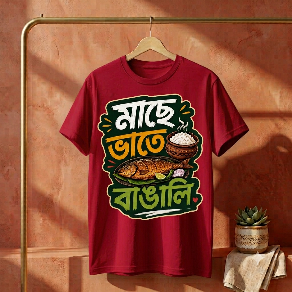 ||Unisex "Maache Bhaate Bangali" Bengali Printed T-Shirts||
