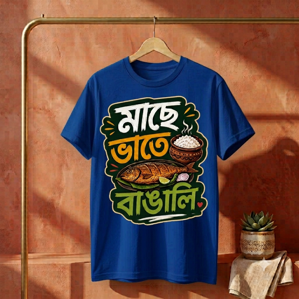 ||Unisex "Maache Bhaate Bangali" Bengali Printed T-Shirts||