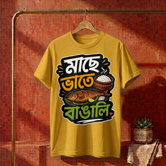 ||Unisex "Maache Bhaate Bangali" Bengali Printed T-Shirts||