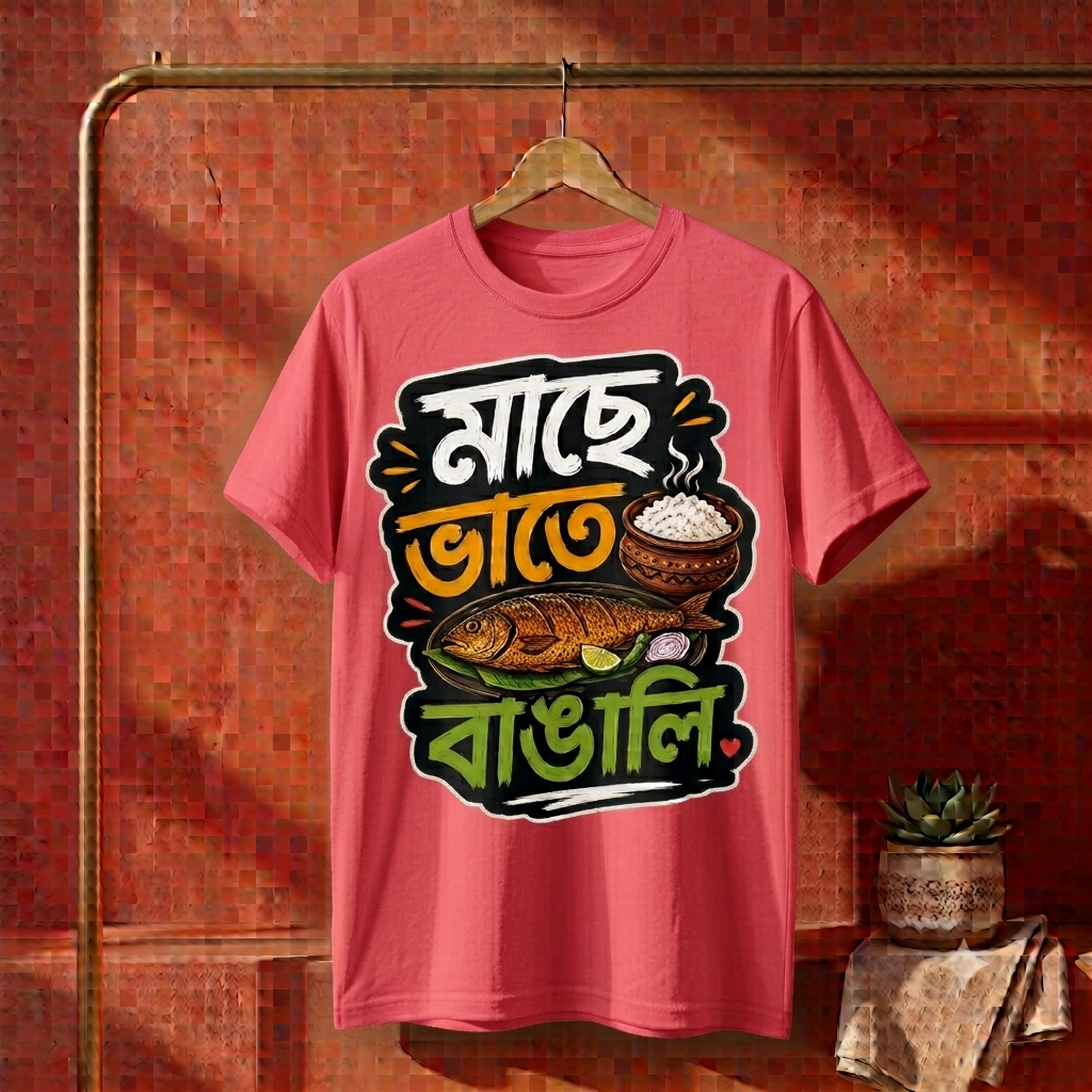 ||Unisex "Maache Bhaate Bangali" Bengali Printed T-Shirts||