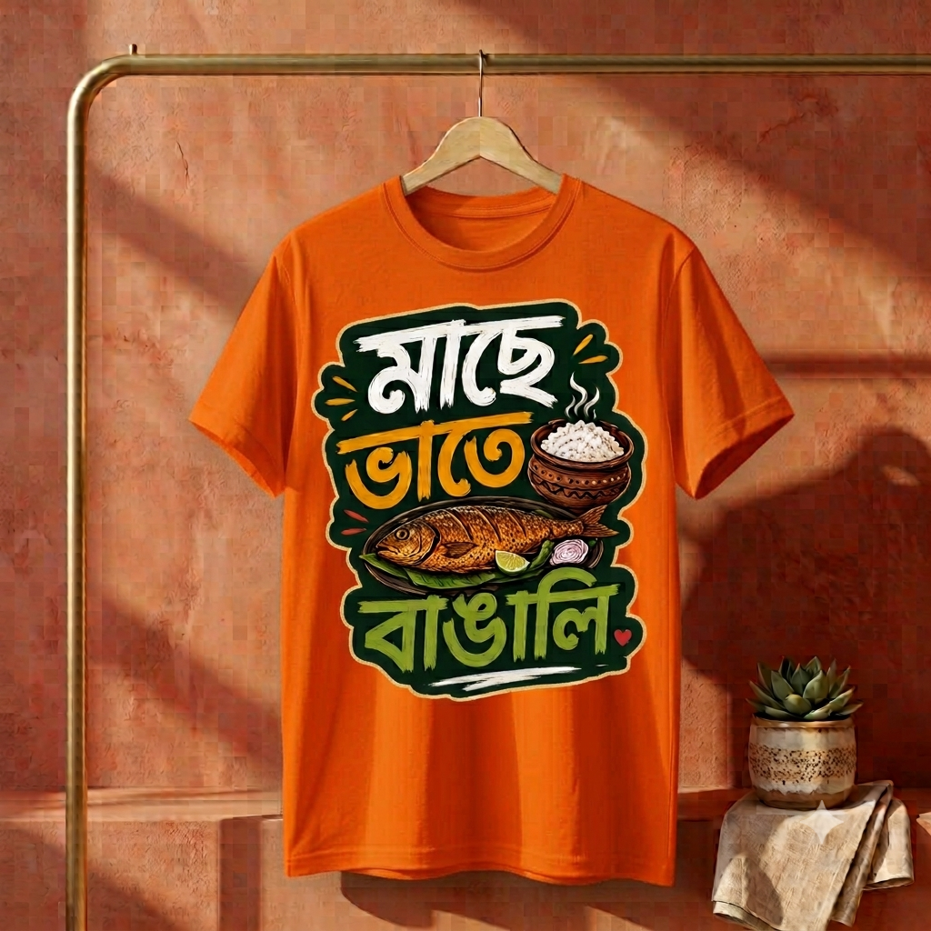 ||Unisex "Maache Bhaate Bangali" Bengali Printed T-Shirts||