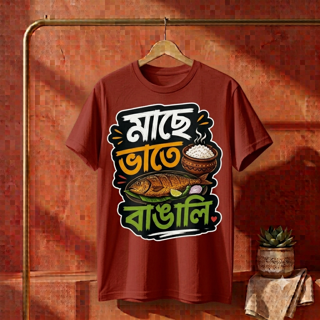 ||Unisex "Maache Bhaate Bangali" Bengali Printed T-Shirts||