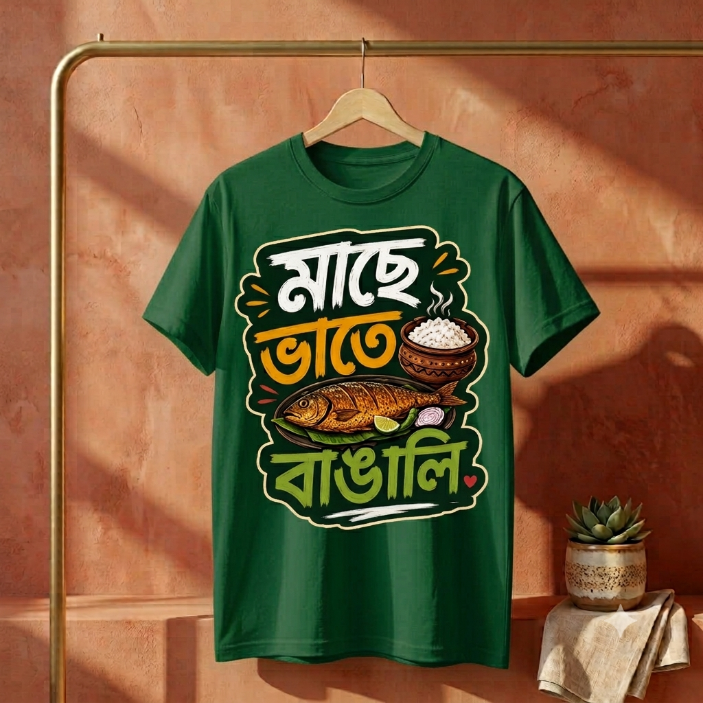 ||Unisex "Maache Bhaate Bangali" Bengali Printed T-Shirts||