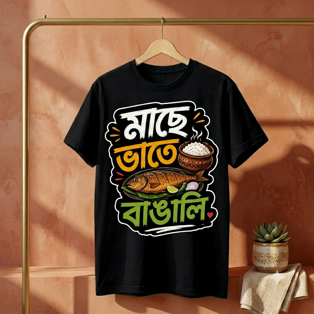 ||Unisex "Maache Bhaate Bangali" Bengali Printed T-Shirts||