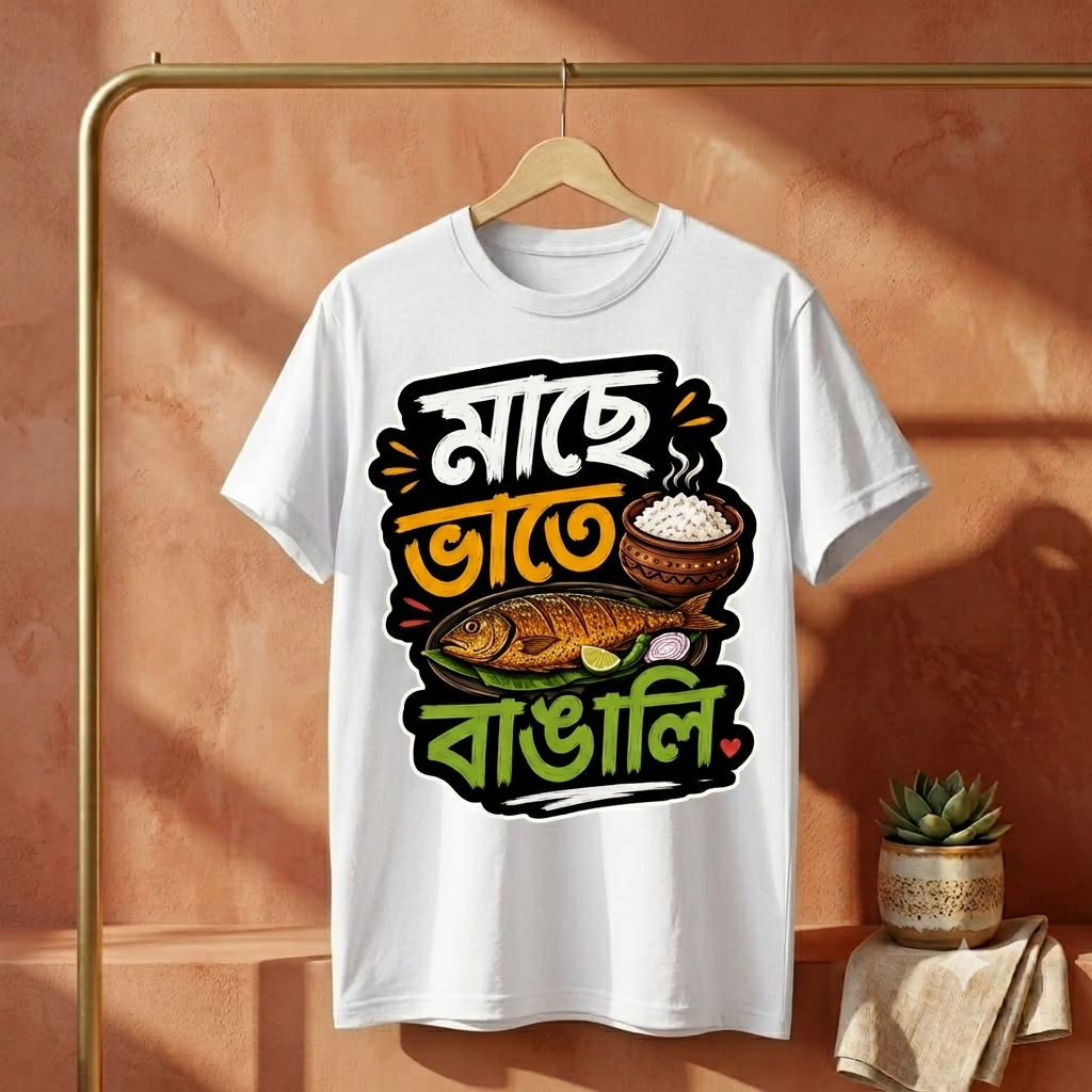 ||Unisex "Maache Bhaate Bangali" Bengali Printed T-Shirts||