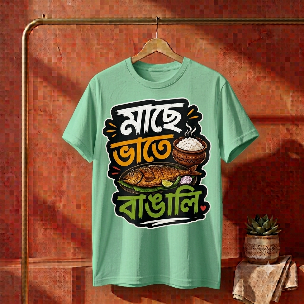 ||Unisex "Maache Bhaate Bangali" Bengali Printed T-Shirts||