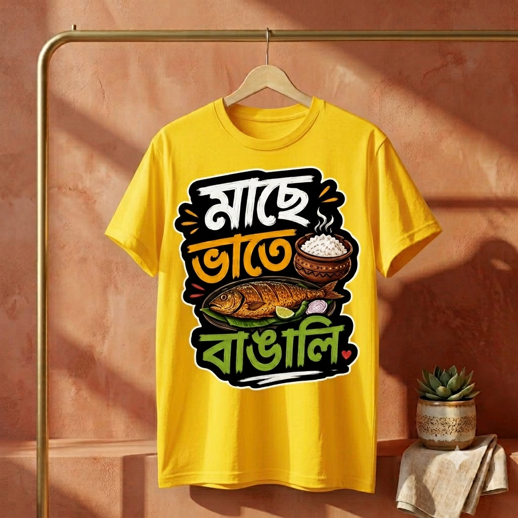 ||Unisex "Maache Bhaate Bangali" Bengali Printed T-Shirts||