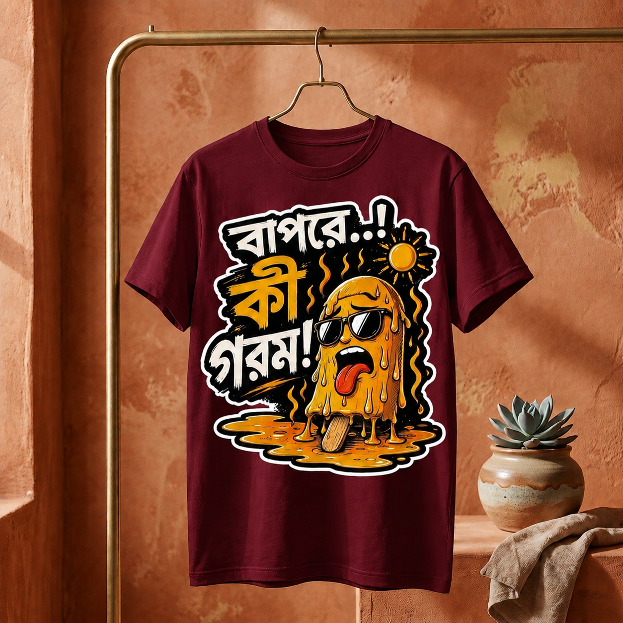 ||Unisex "BAPRE, KI GOROM!" Bengali Typography Printed T-Shirt||