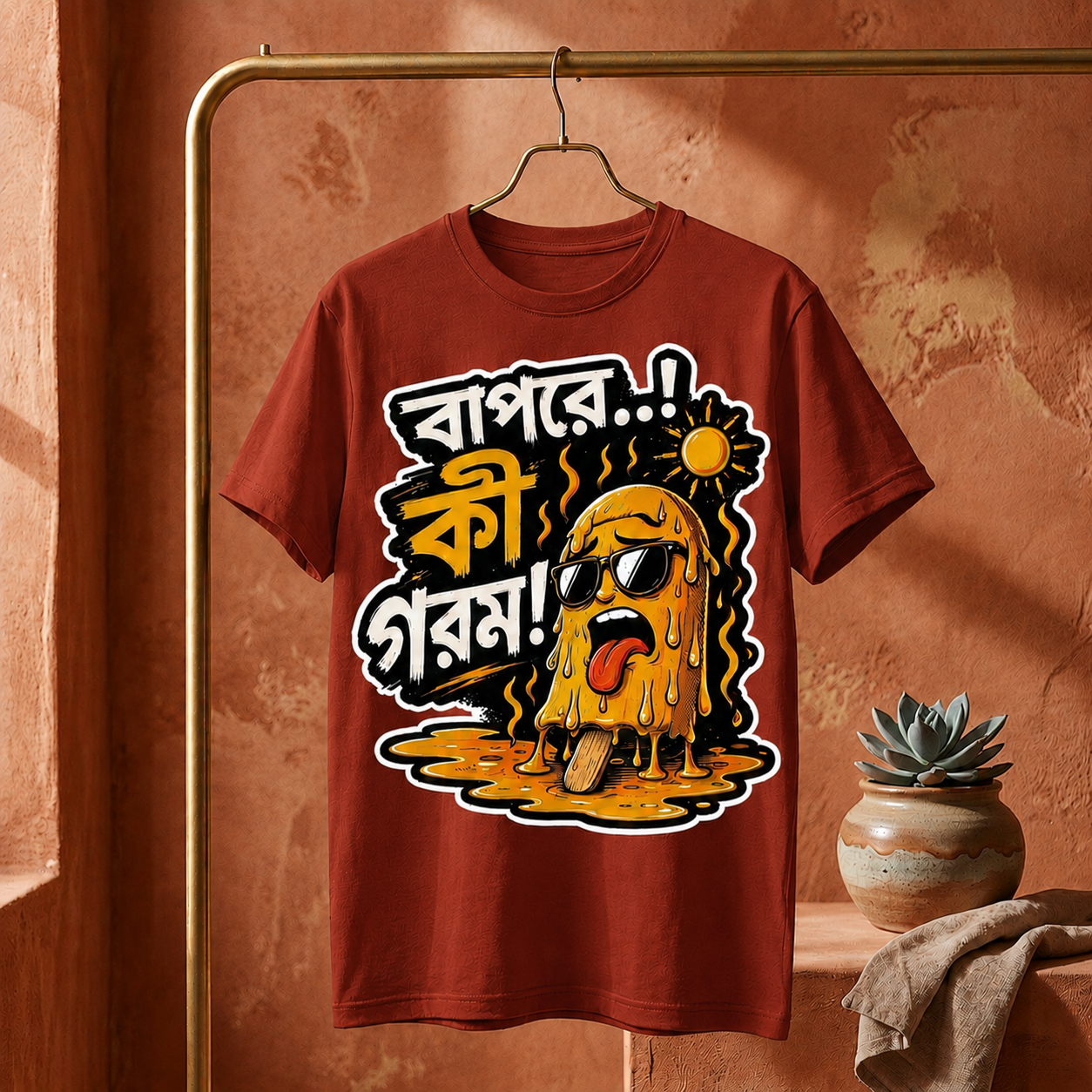 ||Unisex "BAPRE, KI GOROM!" Bengali Typography Printed T-Shirt||