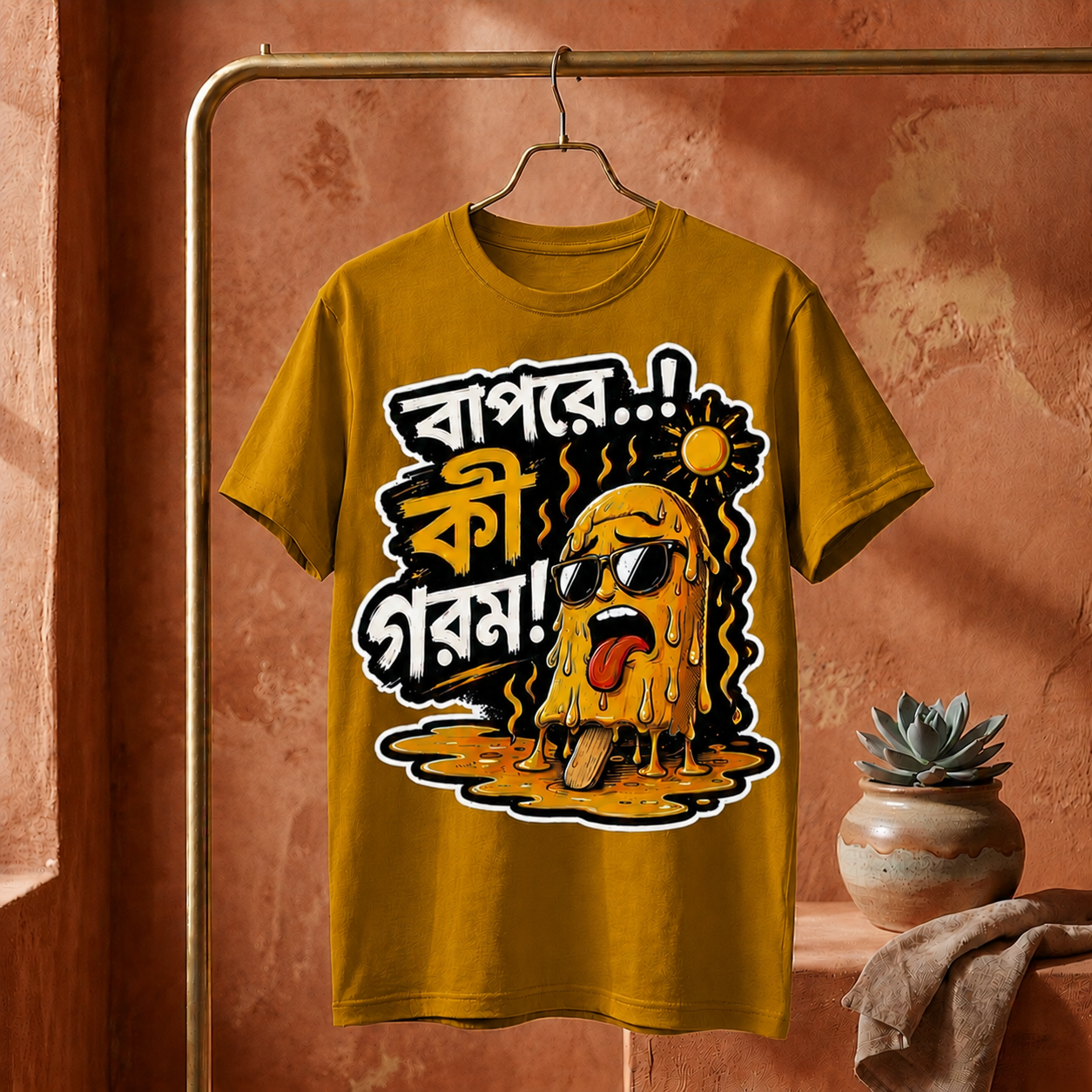 ||Unisex "BAPRE, KI GOROM!" Bengali Typography Printed T-Shirt||
