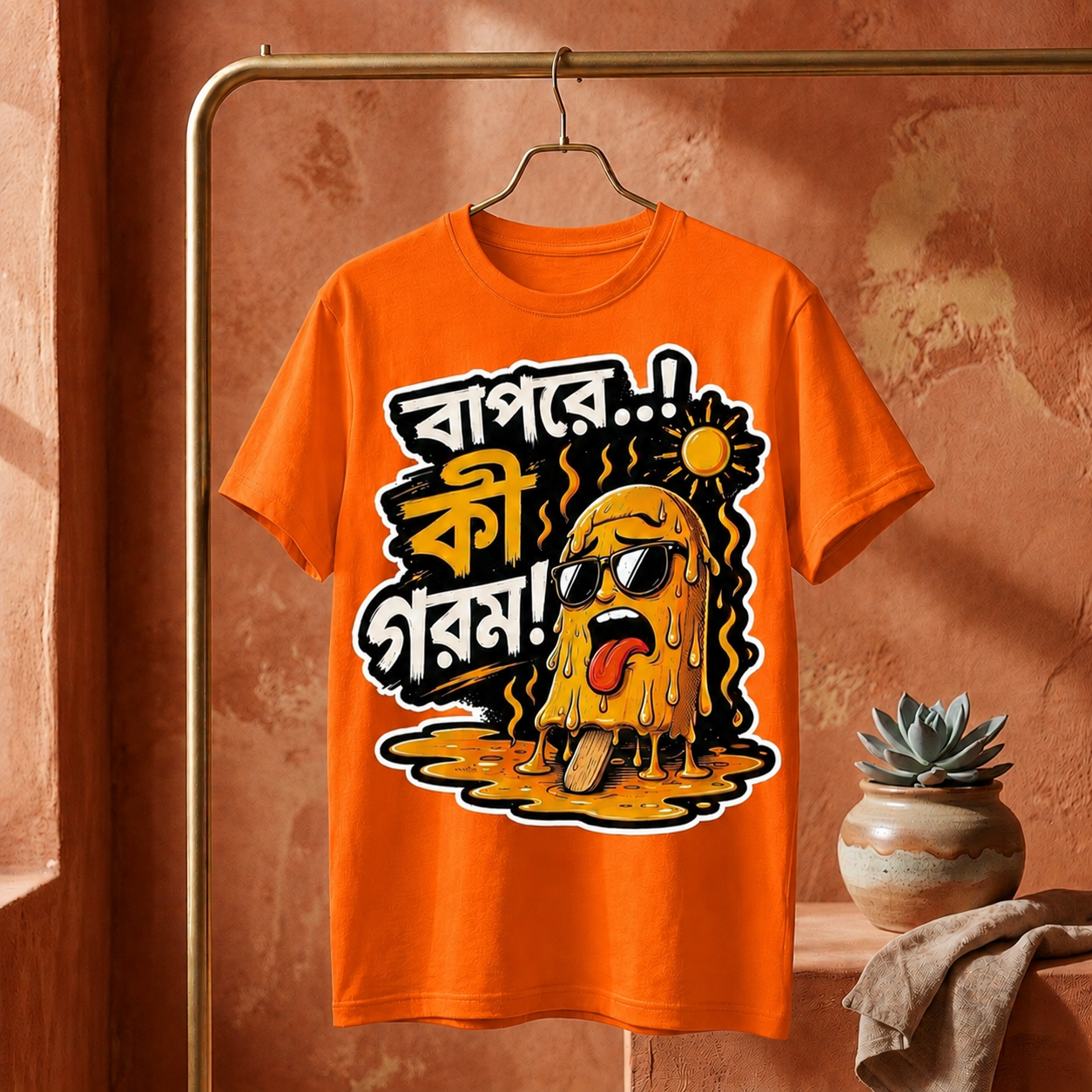 ||Unisex "BAPRE, KI GOROM!" Bengali Typography Printed T-Shirt||